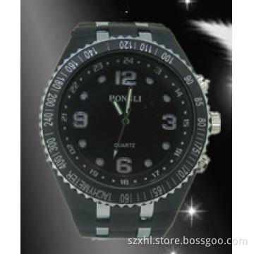 Newest design,Cool black quartz silicone watches men